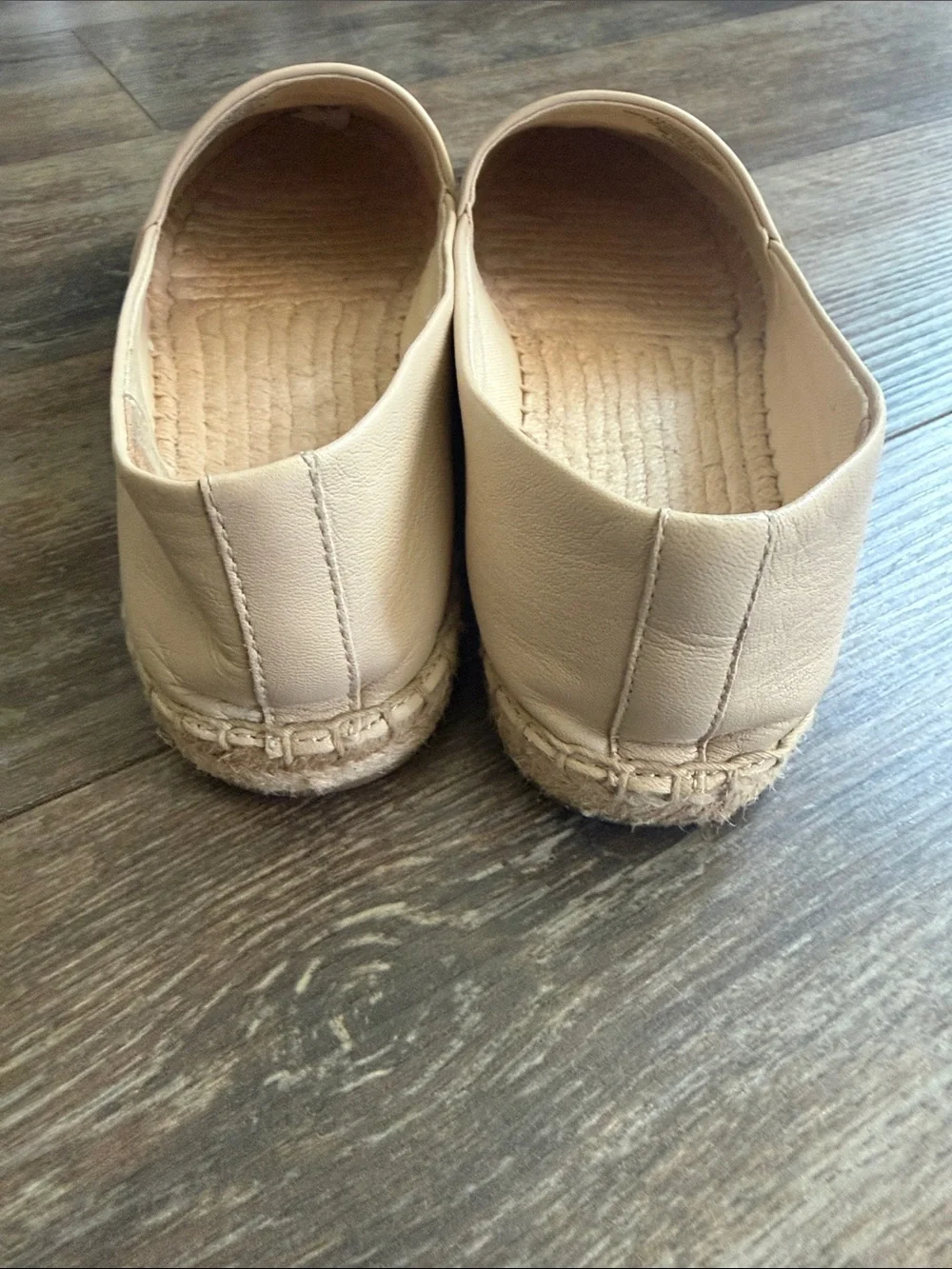 Tory Burch Beige Leather Espadrilles with Black Toe Cap